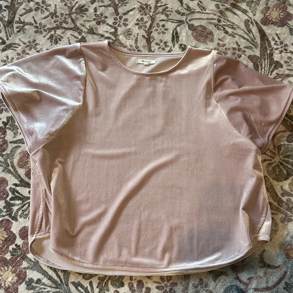 Madewell Shimmering Blush velvet butterfly sleeve